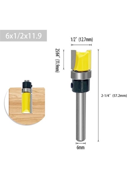 E 6mm Shank Gömme Trim Yönlendirici Bit Desen Bit Üst Alt Rulman 5/8 "bıçak Şablonu Ahşap Freze Kesici Marangoz (Yurt Dışından)