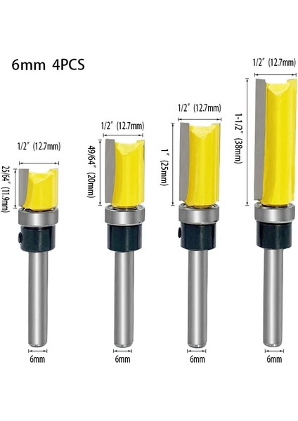 E 6mm Shank Gömme Trim Yönlendirici Bit Desen Bit Üst Alt Rulman 5/8 "bıçak Şablonu Ahşap Freze Kesici Marangoz (Yurt Dışından) modelleri
