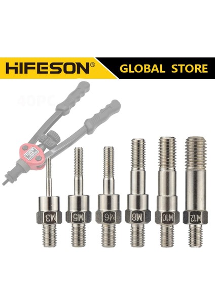 Alaşım M8 Hıfeson El Perçin Somun Tabancası Parçası Manuel Dişli Perçin Kafası Yedek Vidalar Çekme Çubuğu BT-606 605 607 M3 M4 M5 M6 M8 M10 M12 (Yurt Dışından)