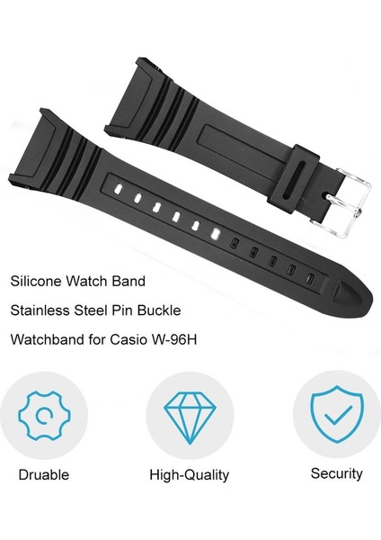 Silikon Saat Kayışı Paslanmaz Çelik Pin Toka Kordonlu Saat Casio W-96H Spor Erkek Kadın Kayış Bilezikler (Yurt Dışından) modelleri