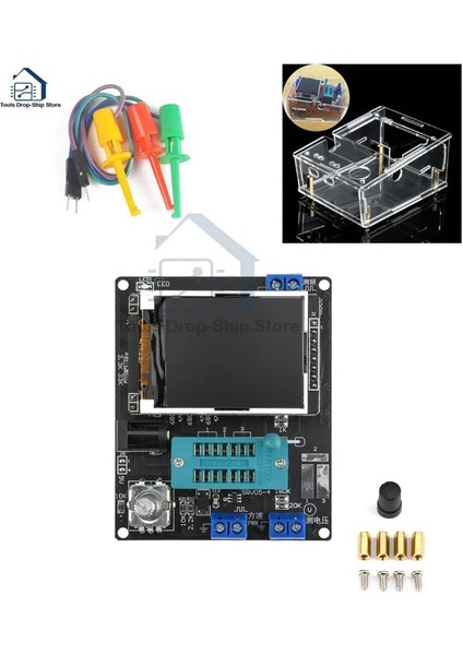 Kabuk Rusça Ingilizce Sürüm GM328A Transistör Test Cihazı Lcr Diyot Kapasite Esr Gerilim Frekans Ölçer Pwm Dıy Kiti ile Kılıf (Yurt Dışından)