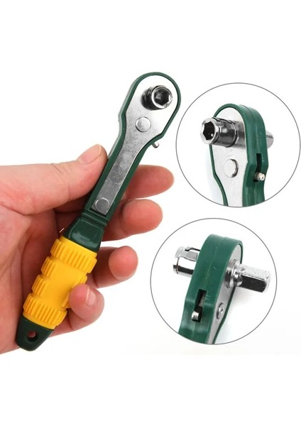 Sarı Mini 1/4 Sürücü Cırcır Tornavida Kare Altıgen Arayüzü Taşınabilir Çift Uçlu Ayarlanabilir Anahtar Çok Amaçlı Dıy Bisiklet (Yurt Dışından)