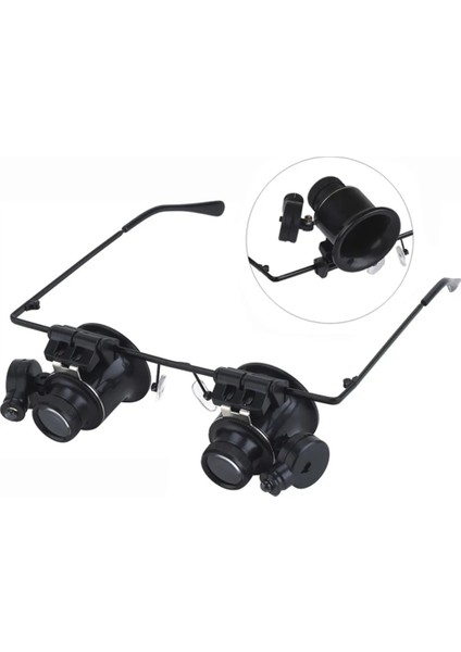 20X Büyüteç Gözlük ile LED Işık Taşınabilir Gözlem Büyüteç Lens Gözlük Okuma Kuyumcular Saatçi Onarım Giyen (Yurt Dışından)
