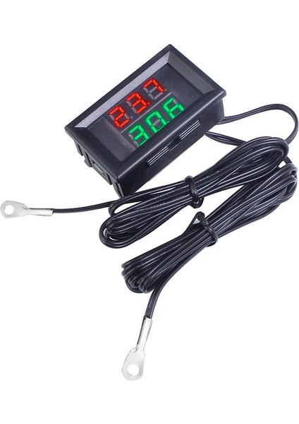 Kırmızı Yeşil Dc 4 V-28 V 0.28 Inç Mini LED Çift Ekran Dijital Sıcaklık Sensörü, Ntc Su Geçirmez Metal Çift Problu Sıcaklık Test Cihazı (Yurt Dışından)