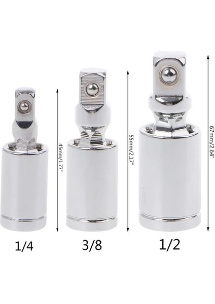 45MM 1-4 45-67MM 1/4 "3/8" 1/2" Evrensel Bağlantı Seti Cırcır Açısı Uzatma Çubuğu Soket Adaptörü Manuel ve Pnömatik 360 Döner Adaptör (Yurt Dışından)