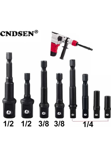 Kısa (1 Takım) Darbe Soket Adaptörü Dönüştürücü 1/4 3/8 1/2 Inç Somun Sürücü Soketleri Hex Shank Uzatma El Alet Takımı Onarım Aracı (Yurt Dışından)