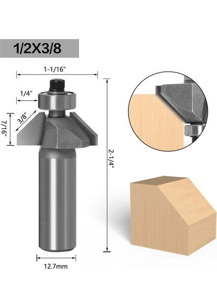 6mm Sap 12.7x9.52 1 Adet 1/4 "1/2" Shank Pah Kesici Freze Uçları Ahşap At Burun Ucu 45 Derece Cnc Ağaç Işleme Aletleri Iki Flüt Freze (Yurt Dışından)