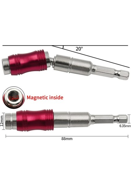 Kırmızı Silver-1pc 1/4 "hex Manyetik Döner Matkap Ucu Hızlı Değişim Tahrik Kılavuzu Matkap Dar Alanlar Için Döner Uç Tutucu Manyetik Uç Uç Tutucu (Yurt Dışından) fırsatları