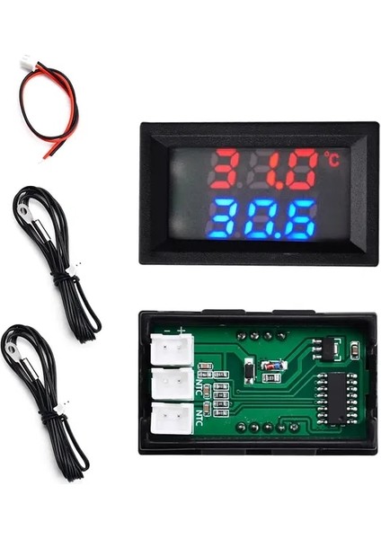 D DC4-30V 5V 12V 0.28 Inç LED Ekran Çift Ntc 10K 3950 Voltmetre Dijital Sıcaklık Sensörü Termometre Ntc Prob Kablosu (Yurt Dışından)