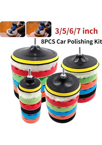 8 Adet 3 Inç 3/5/6/7 Inç Araba Parlatma Kiti Cila Pedi Araba Cilası Parlatma Pedi Aşındırıcı Disk Sünger Köpük Pedleri Parlatıcı Far Yenilemek Için (Yurt Dışından)