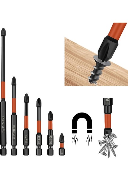 5 Adet 25MM Ph2 Manyetik Çapraz Bit Seti Manyetik Toplu Kafa Darbe Güçlü Çapraz Yüksek Sertlik Tornavida Seti El Aletleri 25/50/65/70/90/150MM (Yurt Dışından) modelleri