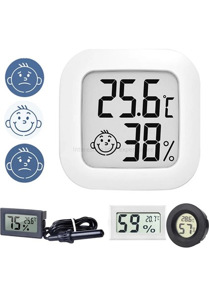 T-No Tel-Siyah Mini LCD Elektronik Sıcaklık Sensörü Nem Ölçer Balık Tankı Buzdolabı Bebek Odası Gülümseme Dijital Termometreler Higrometre (Yurt Dışından) fiyatları