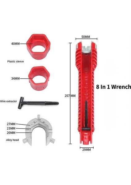 8 In 1 8 In 1/5 In 1 Kanal Anahtarı Lavabo Musluğu Sıhhi Tesisat Araçları Anahtarı 8 In 1 Çok Fonksiyonlu Ingilizce Anahtar Tamir Sıhhi Tesisat Anahtarı Aracı (Yurt Dışından)