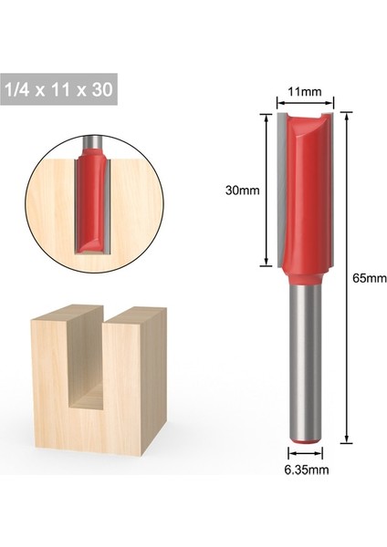 6.35MM Shank SHANK-11X30 1 Adet 1/4 6mm Shank Düz Bit Tungsten Karbür Tek Çift Flüt Yönlendirici Bit Ahşap Freze Kesici Ağaç Işleri Için (Yurt Dışından)