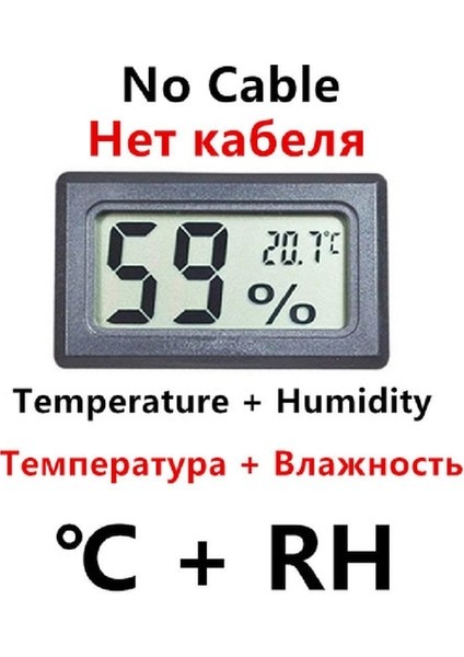 Telsiz Siyah Mini LCD Dijital Kapalı Uygun Sıcaklık Sensörü Nem Ölçer Termometre Higrometre Ölçer Aletler Kablo (Yurt Dışından)