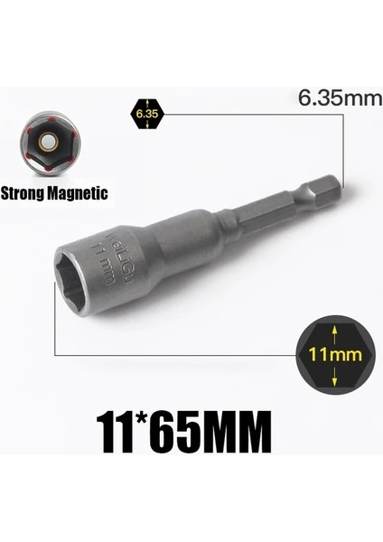 11MM x 65MM 1 Adet 5MM-19MM Altıgen Darbe Soket Manyetik Somun Tornavida Seti 1/4 6.35MM Anahtarı Matkap 65MM Uzun Adaptör Elektrikli Matkap Soket Kiti (Yurt Dışından)