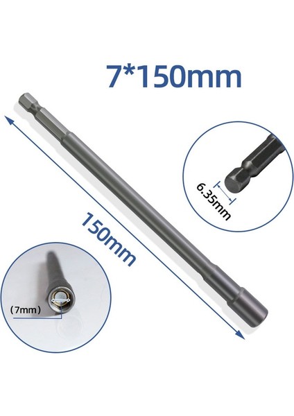 7mm 1 Adet Lokma Anahtar 150MM Uzun 6MM-19MM Altıgen Somun Sürücü Matkap Ucu Lokma Anahtar Uzatma Kol Araba Makineleri Tamir Aracı (Yurt Dışından)