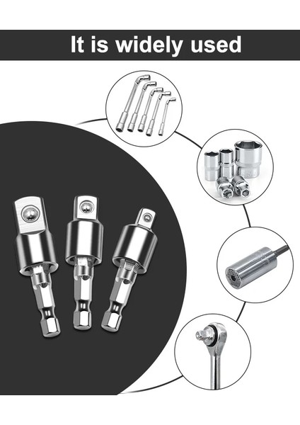 Gösterildiği Gibi Darbeli Sürücü Için Elektrikli Matkap Soket Adaptörü, Altıgen Şaftlı, Kare Soketli Matkap Uçlarına Döndürülebilir Uzatma 1/4" 3/8" 1/2" (Yurt Dışından)
