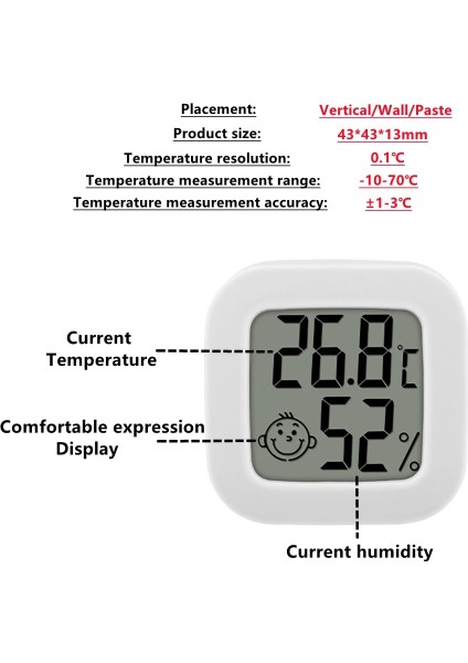 Tip H C-F Siyah Mini Iç Mekan Termometresi LCD Dijital Sıcaklık Odası Higrometre Ölçer Sensörü Nem Ölçer Iç Mekan Termometresi Sıcaklık (Yurt Dışından)