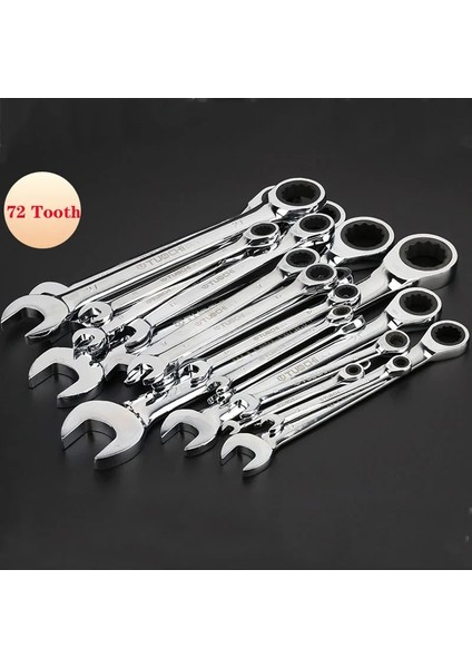 8mm Çift Kafalı Cırcır Anahtarı Cr-V 72 Diş Tersinir Cırcır Kombinasyonu Metrik Anahtar Diş Dişli Tork ve Lokma Anahtar (Yurt Dışından)