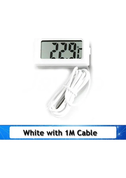 Beyaz 1m Kablo ile Mini Dijital LCD Kapalı Uygun Sıcaklık Sensörü Nem Ölçer Termometre Higrometre Ölçer (Yurt Dışından)