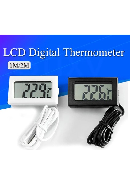 Beyaz 1m Kablo ile Mini Dijital LCD Kapalı Uygun Sıcaklık Sensörü Nem Ölçer Termometre Higrometre Ölçer (Yurt Dışından) fiyatları