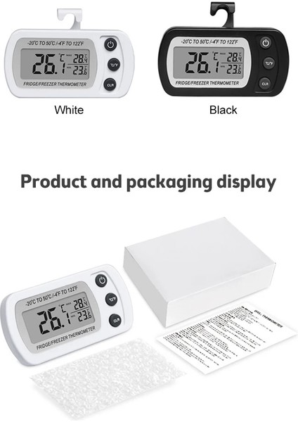 Siyah Elektronik Termometre ve Higrometre Dijital LCD Çok Amaçlı Yatak Odası Soğuk Hava Deposu Buzdolabı Termo Higrometre Ev (Yurt Dışından)