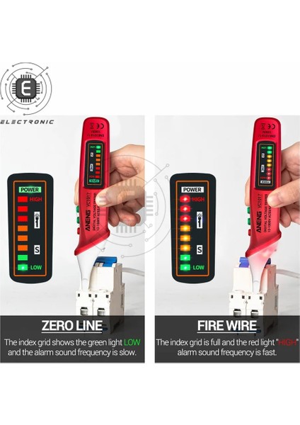 Sarı VC1017 Elektrikçi Sıfır Hat Algılama Kalemi Temassız Gerilim Dedektörü Akıllı Elektrikli Kalem Işık Göstergesi ile LED Dijital (Yurt Dışından)