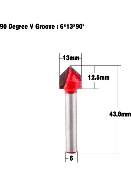 6X13X90 Derece 1 Adet 6mm V Oluk Freze Uçları Cnc Gravür Freze Kesicisi 60-150 Derece Ağaç Işleme Oyma Bıçağı Tungsten Karbür Kesme Aleti (Yurt Dışından)