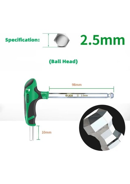 2.5mm T Tipi S2 Alaşımlı Çelik 2-10MM Emek Tasarrufu Sağlayan Altıgen Anahtar Tek Iç Altıgen Altıgen Tornavida Donanım Araçları (Yurt Dışından)