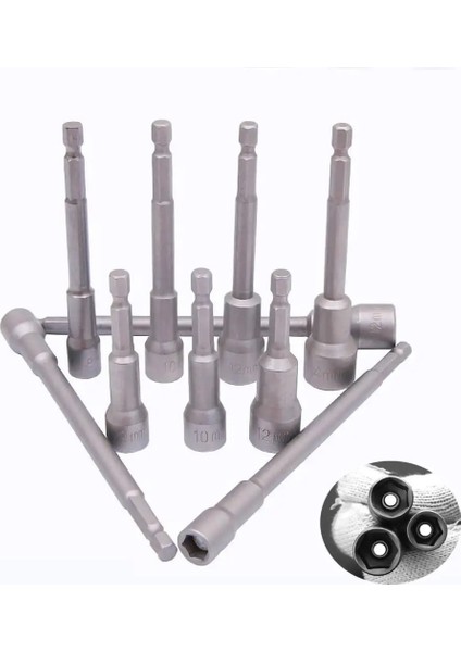 Uzunluk - 65MM 12MM 6mm - 19MM Manyetik Altıgen Somun Sürücü Matkap Ucu 1/4" Şaft Elektrikli Tornavida Ucu Uzunluğu 65MM 80MM 100MM 150MM (Yurt Dışından)
