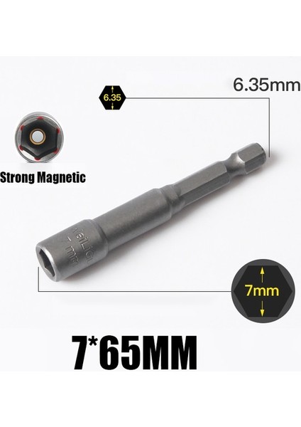 7mm x 65MM 1 Adet 5MM-19MM Hex Darbe Soket Manyetik Somun Tornavida Seti 1/4 6.35MM Anahtarı Matkap 65MM Uzun Adaptör Elektrikli Matkap Soket Kiti (Yurt Dışından)