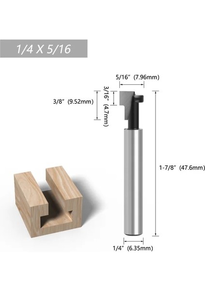 6.35X7.96MM 1/4 "shank 6mm T Yuvası Kesici Yönlendirici Bit Seti Altıgen Cıvata Anahtar Delik Uçları T Planya Freze Ahşap Ağaç Işleme Için Matkap Uçları (Yurt Dışından)