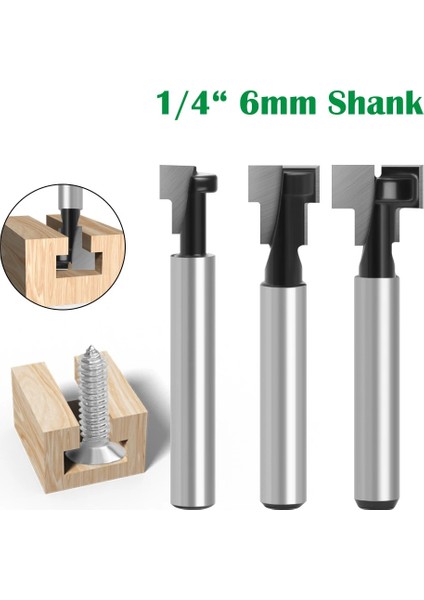 6.35X7.96MM 1/4 "shank 6mm T Yuvası Kesici Yönlendirici Bit Seti Altıgen Cıvata Anahtar Delik Uçları T Planya Freze Ahşap Ağaç Işleme Için Matkap Uçları (Yurt Dışından) fiyatları