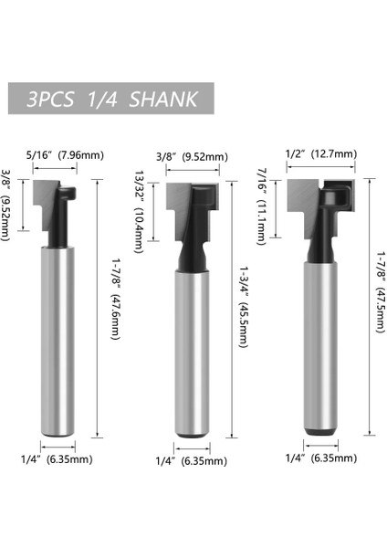 6.35X7.96MM 1/4 "shank 6mm T Yuvası Kesici Yönlendirici Bit Seti Altıgen Cıvata Anahtar Delik Uçları T Planya Freze Ahşap Ağaç Işleme Için Matkap Uçları (Yurt Dışından) modelleri