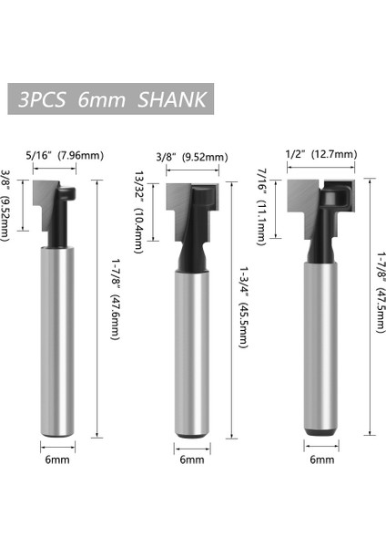 6.35X7.96MM 1/4 "shank 6mm T Yuvası Kesici Yönlendirici Bit Seti Altıgen Cıvata Anahtar Delik Uçları T Planya Freze Ahşap Ağaç Işleme Için Matkap Uçları (Yurt Dışından) fırsatları