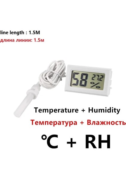 1.5m Tel Mini Dijital LCD Kapalı Uygun Sıcaklık Sensörü Nem Ölçer Termometre Higrometre Ölçer Buzdolabı Akvaryum Için (Yurt Dışından)