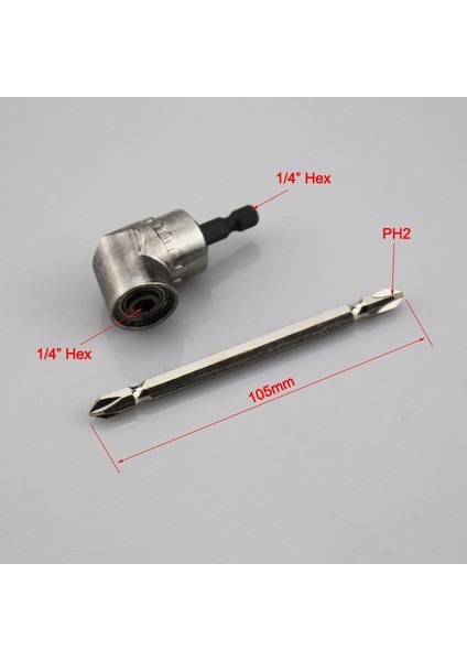 105MM Ph2 105 Açılı Tornavida Bit Soket Adaptör Tutucu Ayarlanabilir Derece Sağ Açı Sürücü 1/4 Hex Shank Soket Bit (Yurt Dışından)