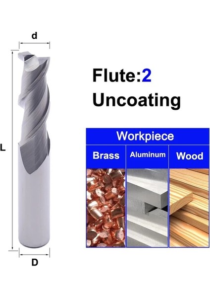 3X4X50L AL-2F55C Mzg 2 Flüt 3 Flüt Demir Dışı Alüminyum Bakır Ahşap Freze Kesicisi Alaşım Karbür Aracı Tungsten Çelik Cnc Torna End Mill (Yurt Dışından)