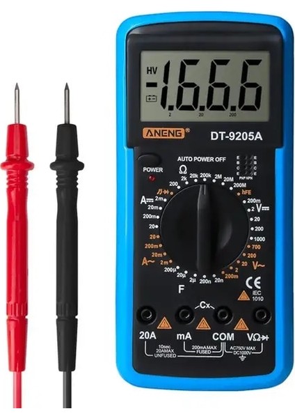 Mavi Aneng DT-9205A Dijital Voltmetre Akım Gerilim Ölçer Direnç Test Cihazı (Yurt Dışından)