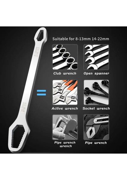 160MM 8-22MM Evrensel Torx Anahtarı Çift Kafalı Anahtar Kendinden Sıkma Ayarlanabilir Anahtar El Aracı Çok Fonksiyonlu Anahtar (Yurt Dışından) indirimleri