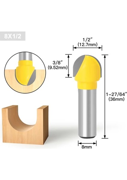 8X12.7 3 Adet 8mm Shank Çift Kenar Freze Uçları Ahşap Koyu Kutusu Bit Tungsten Karbür Ağaç Işleme Freze Freze Kesici Matkap Ucu Seti (Yurt Dışından)