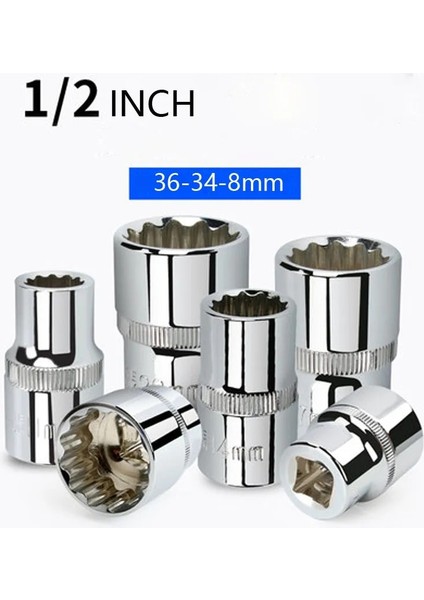 1 ADET-15MM 1/2 Inç Sürücü 12 Nokta Anahtarı Kafası Cr-V Alaşım Ayna Paslanmaz Cırcır Anahtarı Soket 8-36MM Kısa Torx Soket Somun Sökmek Için (Yurt Dışından)