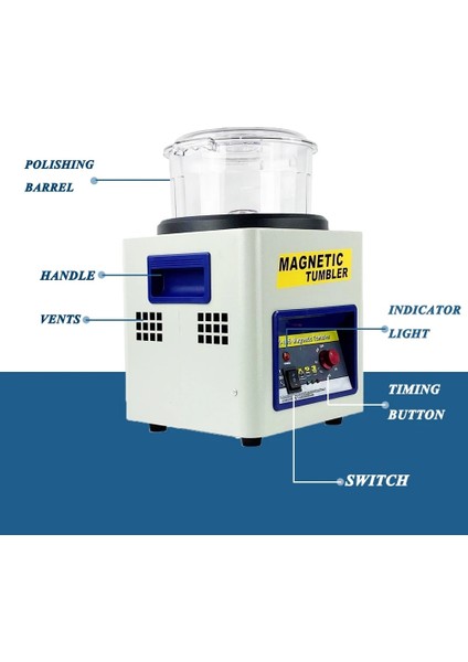100G Iğne JH-185 Parlatma Makinesi Elektrikli Manyetik Tumbler Çapak Alma ve Pah Kırma Taşlama 2000 Rpm Dıy Takı Yapımı Araçları (Yurt Dışından)