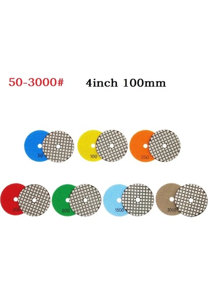 50 1 Adet 4 Inç Elmas Parlatma Pedi Kuru 100MM Esnek Taşlama Diski 50/100/200/400/800/1500/3000 Grit Granit Parlatma Araçları (Yurt Dışından) modelleri