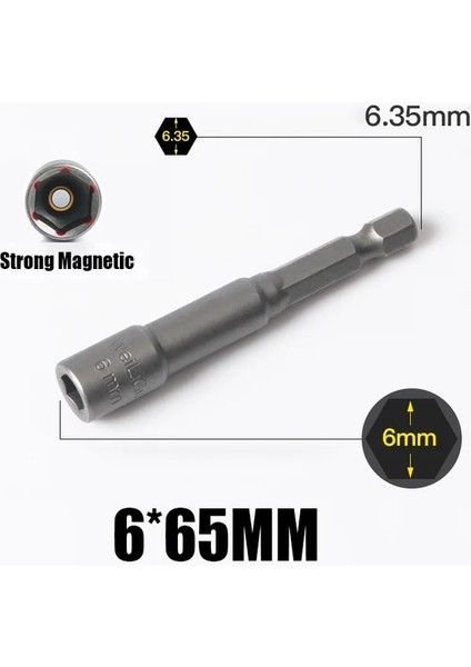 6mm x 65MM 1 Adet 5MM-19MM Hex Darbe Soket Manyetik Somun Tornavida Seti 1/4 6.35MM Anahtarı Matkap 65MM Uzun Adaptör Elektrikli Matkap Soket Kiti (Yurt Dışından)