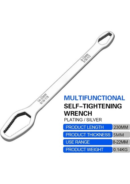 8-22MM 230MM 8-22MM Evrensel Torx Anahtarı Kendinden Sıkma Ayarlanabilir Gözlük Anahtarı Kurulu Çift Kafalı Torx Anahtarı El Aletleri Fabrika Için (Yurt Dışından)