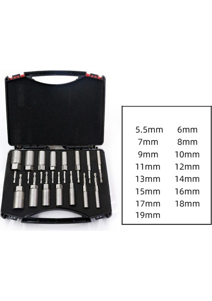 5 Adet 5.5-19MM Derinleştirilmiş Elektrikli Somun Tahrik Matkap Ucu Kiti Güç Aracı Darbe Soket Adaptör Soketi Anahtarı Hex Shank Hızlı Adaptör (Yurt Dışından)
