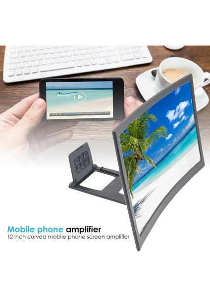 8 Inç 12/8 Inç Cep Telefonu Kavisli Ekran Amplifikatör Hd 3D Video Cep Telefonu Büyüteç Stand Braketi Telefon Katlanabilir Tutucu (Yurt Dışından) indirimleri