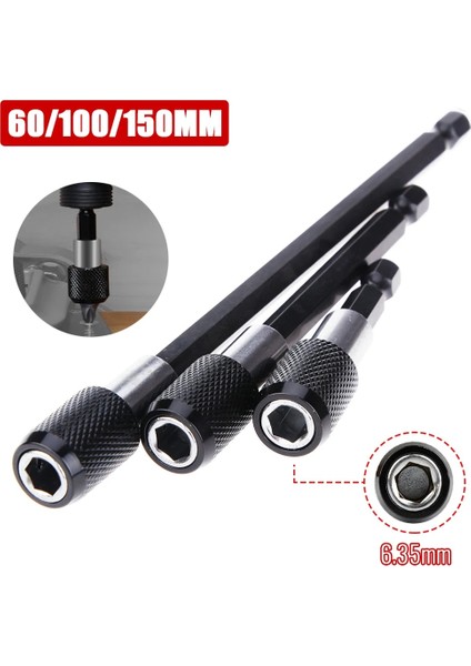 60MM 1/4 Inç Kafa Uzatma Çubuğu Toplu Manyetik Tornavida Hızlı Transfer Kolu Kendinden Kilitleme Uzatma Çubuğu 60/100/150MM El Aletleri (Yurt Dışından)